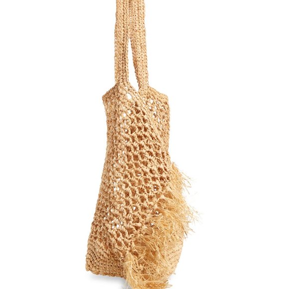 ꧁❤️HOST PICK❤️꧂ BTB LOS ANGELES Jayden Raffia Tote in SAND Color - Picture 3 of 11